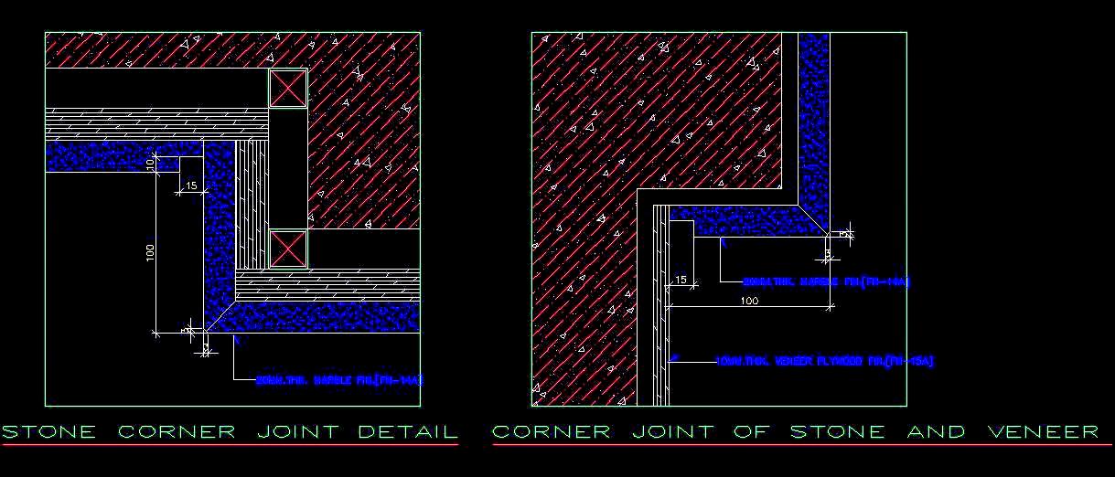 Architectural Corner Joint DWG- Stone & Veneer Details